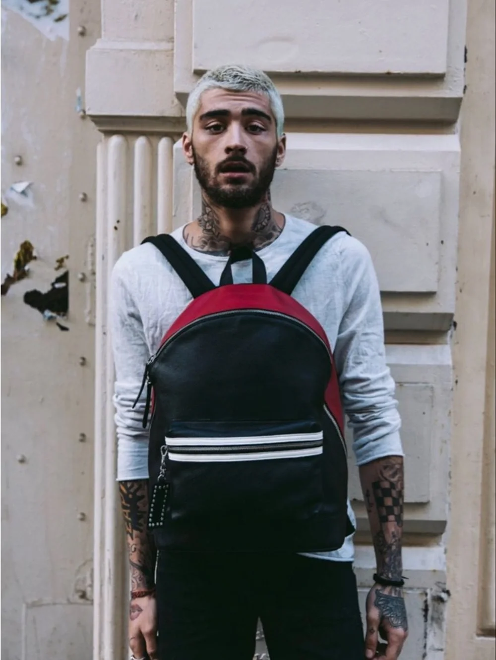 The Kooples x Zayn Malik Black & Red Leather Backpack